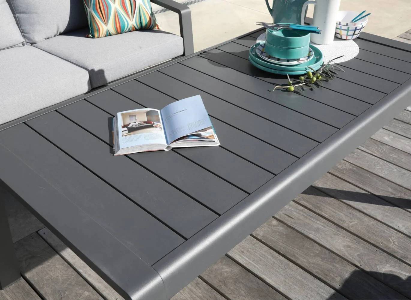 Table de Jardin Lounge Aluminium Grey – PROLOISIRS - Imagen 4