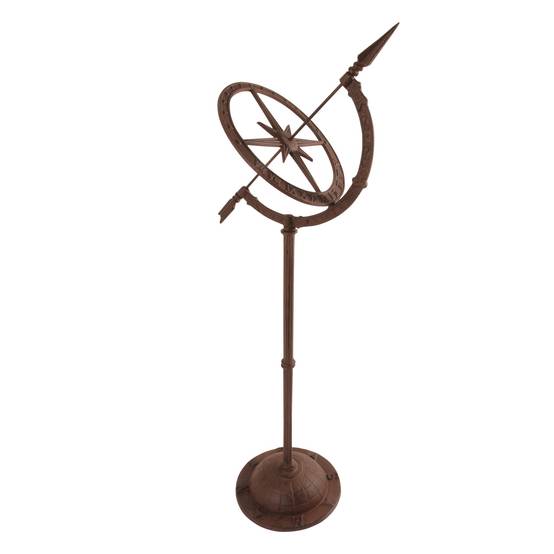 Cadran solaire Sur Pied Fonte Rouille H 93 cm L 32 cm P 24,5 cm – ESSCHERT DESIGN - Image 1