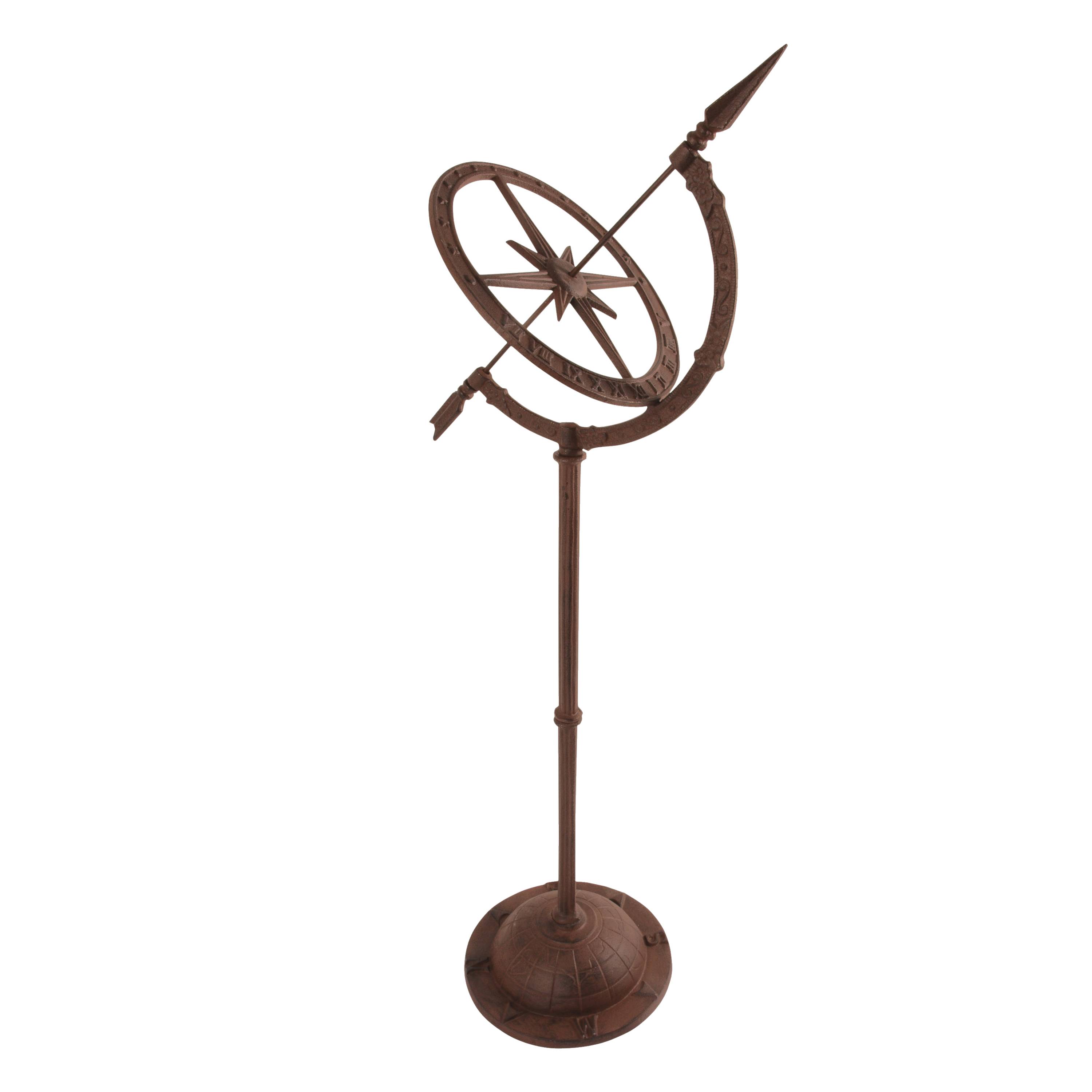 Cadran solaire Sur Pied Fonte Rouille H 93 cm L 32 cm P 24,5 cm – ESSCHERT DESIGN