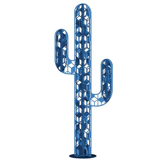 Cactus 3 Branches Origami Acier Galvanisé Bleu - DECORIALE - Image 1