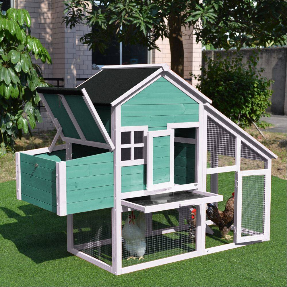 NONAME - Poulailler en bois vert Jeannette 2-3 poules - L.171 x l.66 x H.121 cm - Imagen 2