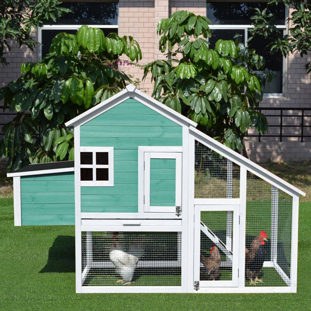 NONAME - Poulailler en bois vert Jeannette 2-3 poules - L.171 x l.66 x H.121 cm - Imagen 1
