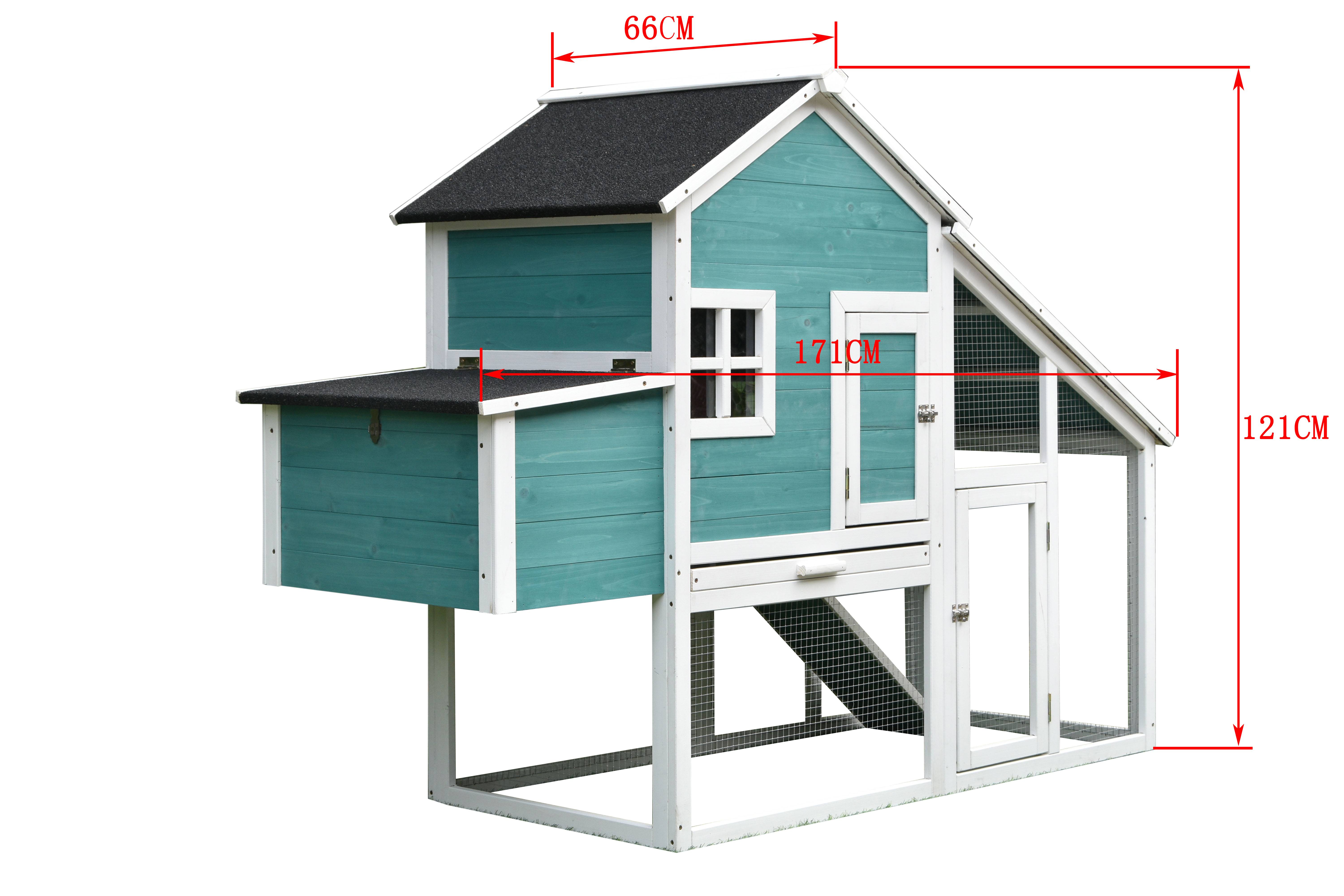 NONAME - Poulailler en bois vert Jeannette 2-3 poules - L.171 x l.66 x H.121 cm - Imagen 3