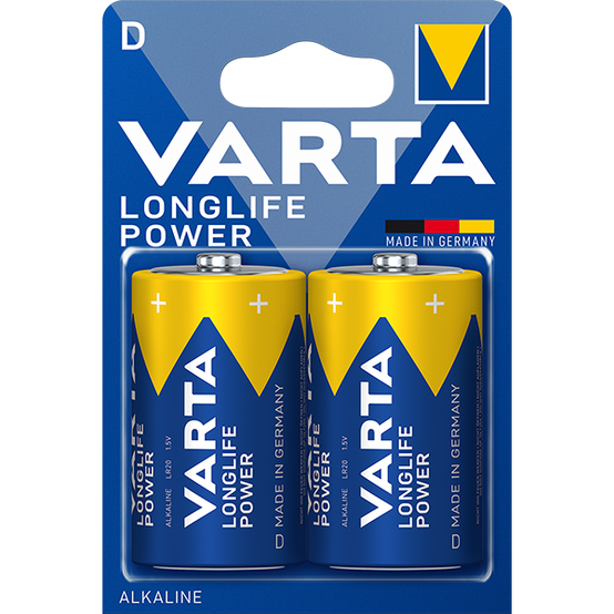 Piles Alcalines LR20 D 1,5V 2 unités - VARTA - Image 1