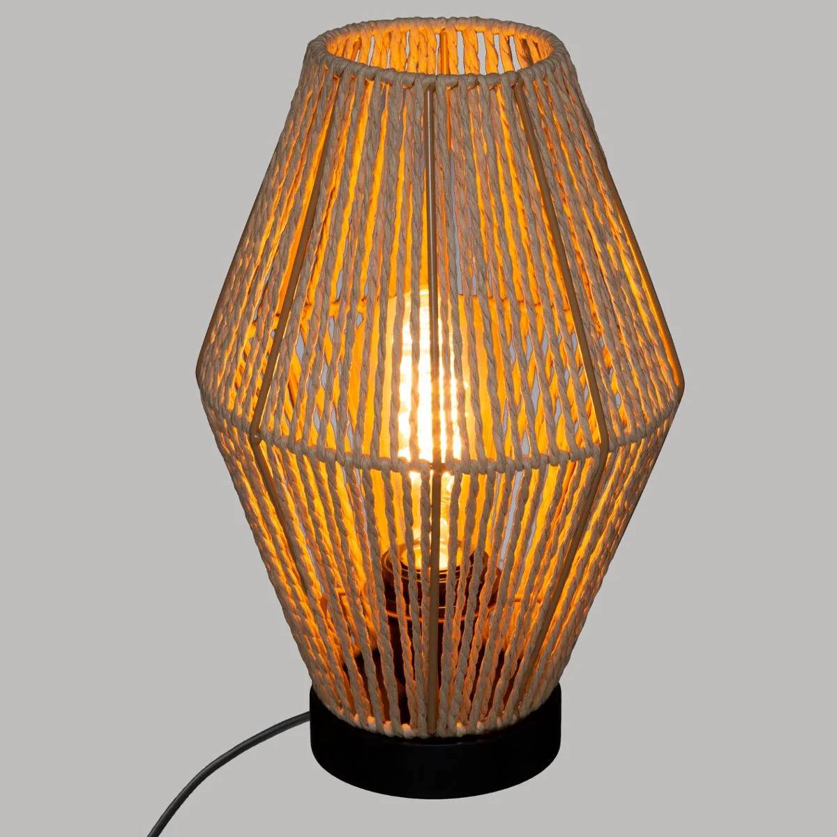 Lampe à poser Papier Fer Bois Naturel Ø 19 cm H 32 cm - ATMOSPHERA - Image 3