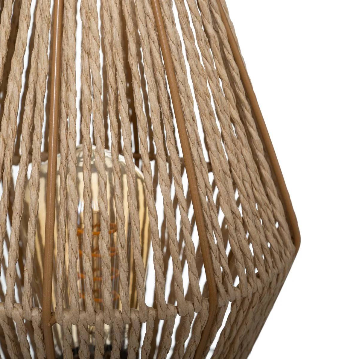 Lampe à poser Papier Fer Bois Naturel Ø 19 cm H 32 cm - ATMOSPHERA - Image 4
