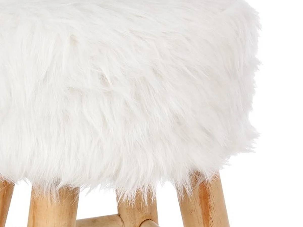 Tabouret effet fourrure blanc Ø 30 cm H 42 cm - ATMOSPHERA - Image 2