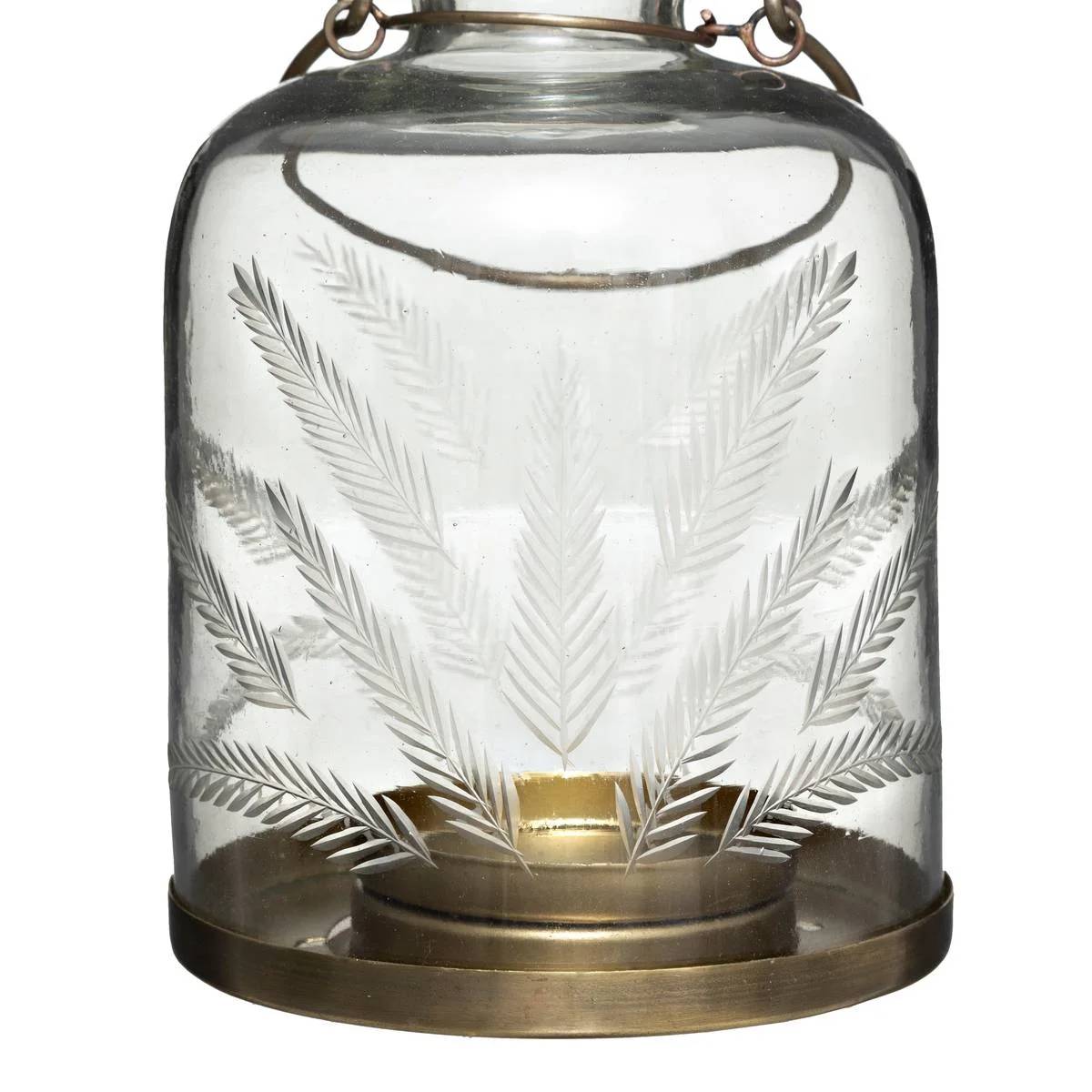 Lanterne Verre Ciselé Fer D 12,5 cm H 17 cm Romance Bohème - ATMOSPHERA - Image 1