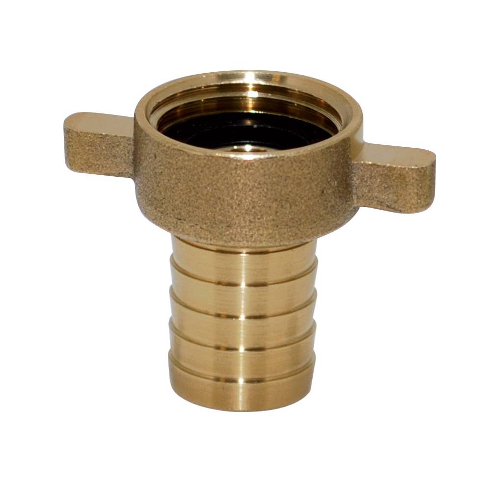 Nez de robinet cylindrique droit à écrou à ailettes, femelle 20x27, de Ø19, avec joint caoutchouc
