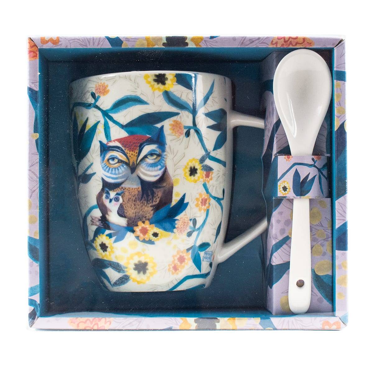 Mug cuillère Céramique Les Chouettes de Michelle Allen H 10,5 cm l 8,5 cm
