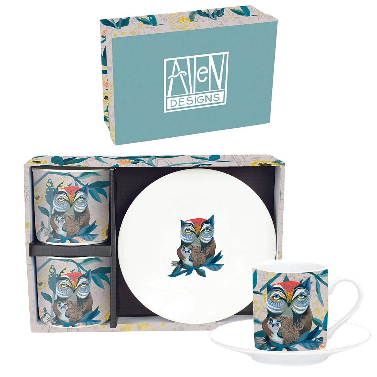 Set de 2 tasses et sous tasses céramique Les Chouettes – MICHELLE ALLEN