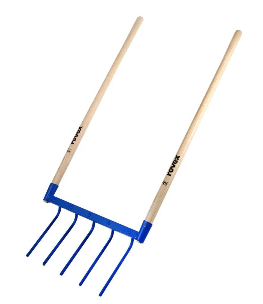 Fourche aératrice dents courbes acier rouge L.110 cm - Revex - Imagen 1