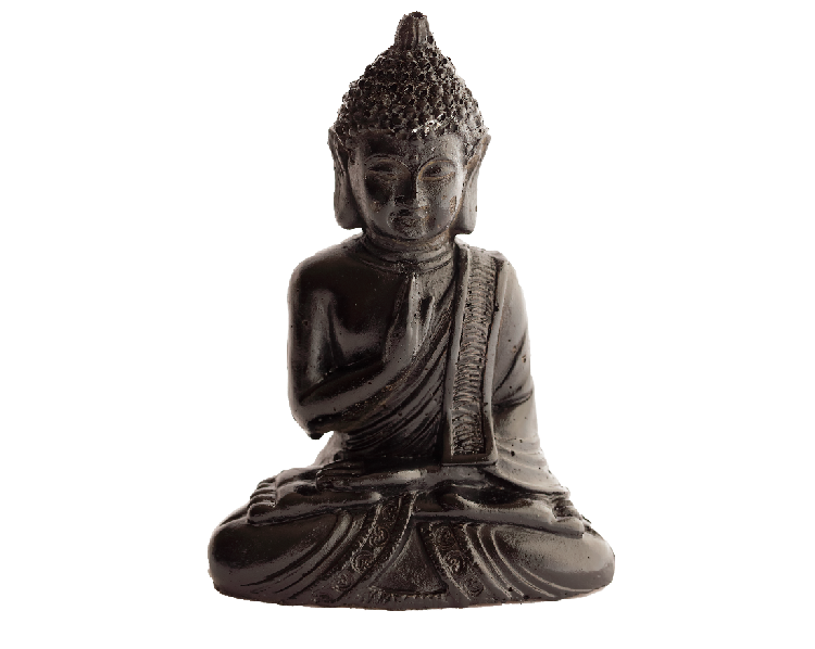 Mini statue Mini bouddha prière ciré noir l.10 x P.6 x H.14 cm