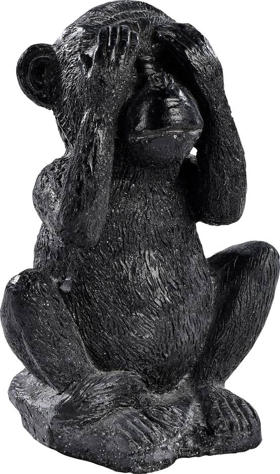 Statue Singe PM je n'ai rien vu ciré noir l.11 x P.9 x H.15 cm