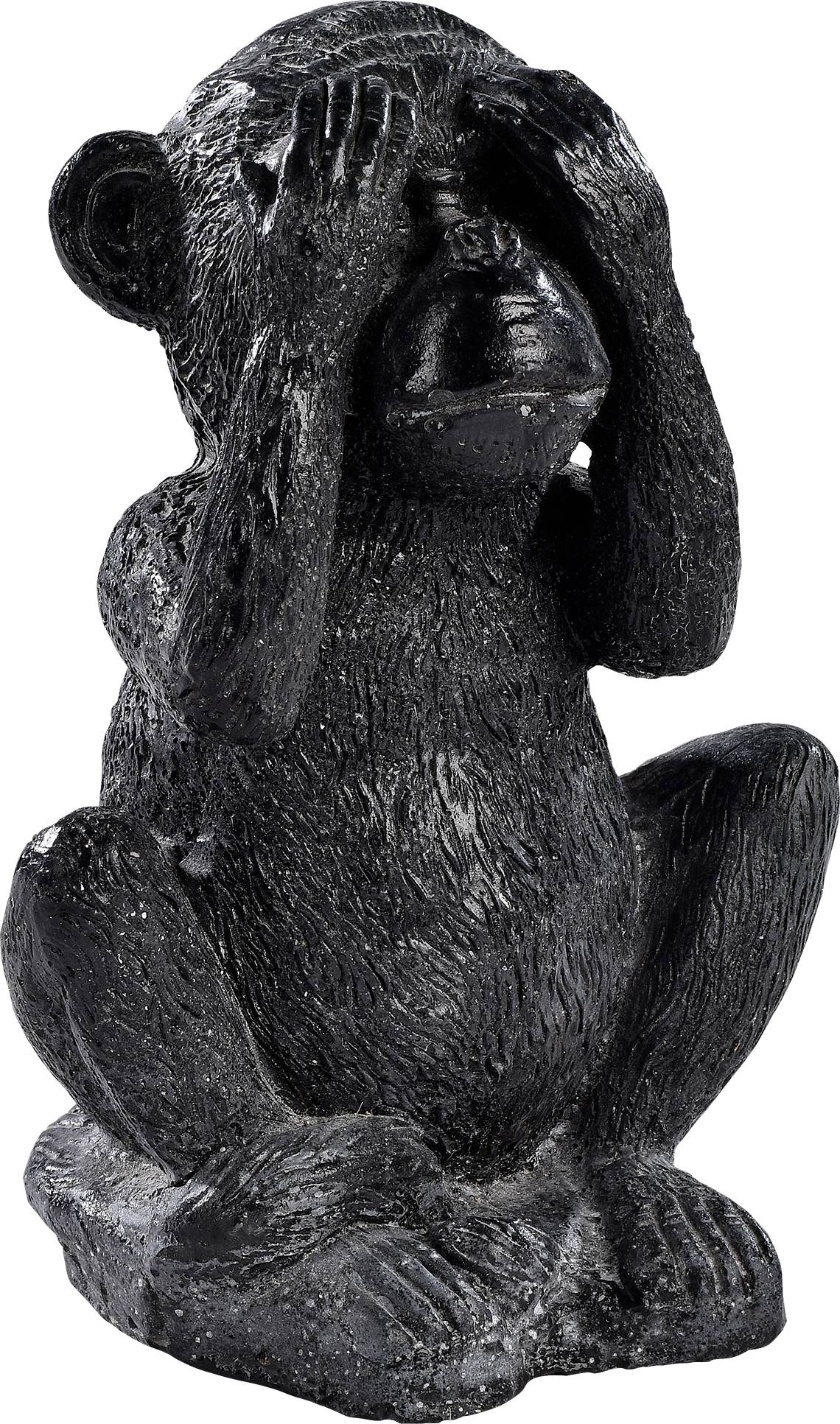 Statue Singe PM je n'ai rien vu ciré noir l.11 x P.9 x H.15 cm