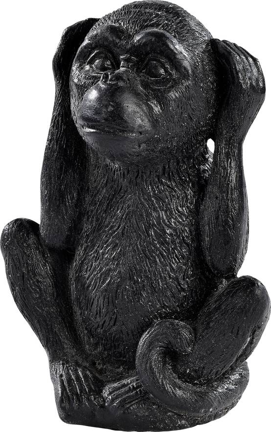 Statue Singe PM je n'ai rien entendu noir l.11 x P.9 x H.15 cm
