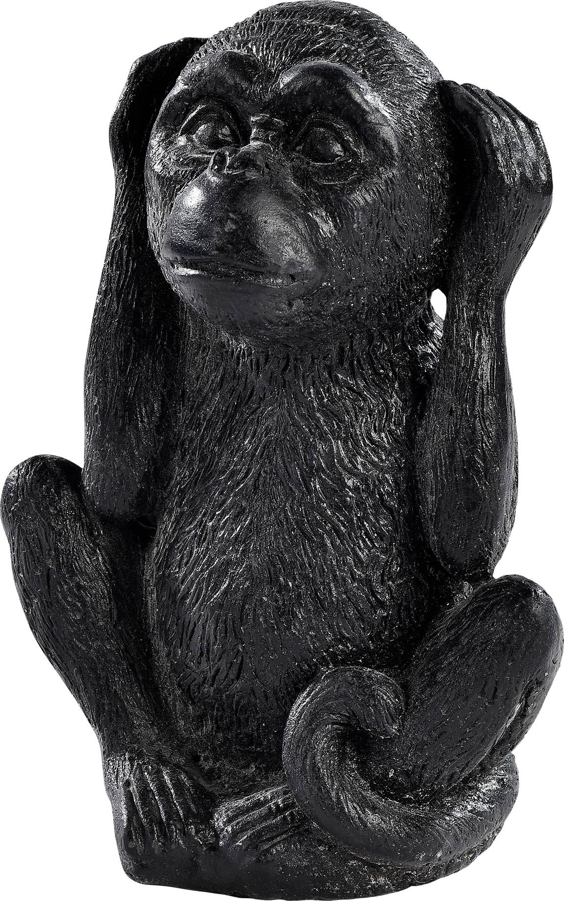 Statue Singe PM je n'ai rien entendu noir l.11 x P.9 x H.15 cm