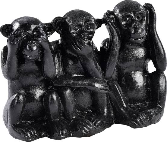 Mini statue trio de singes de sagesse noir l.6,5 x P.10 x H.14 cm
