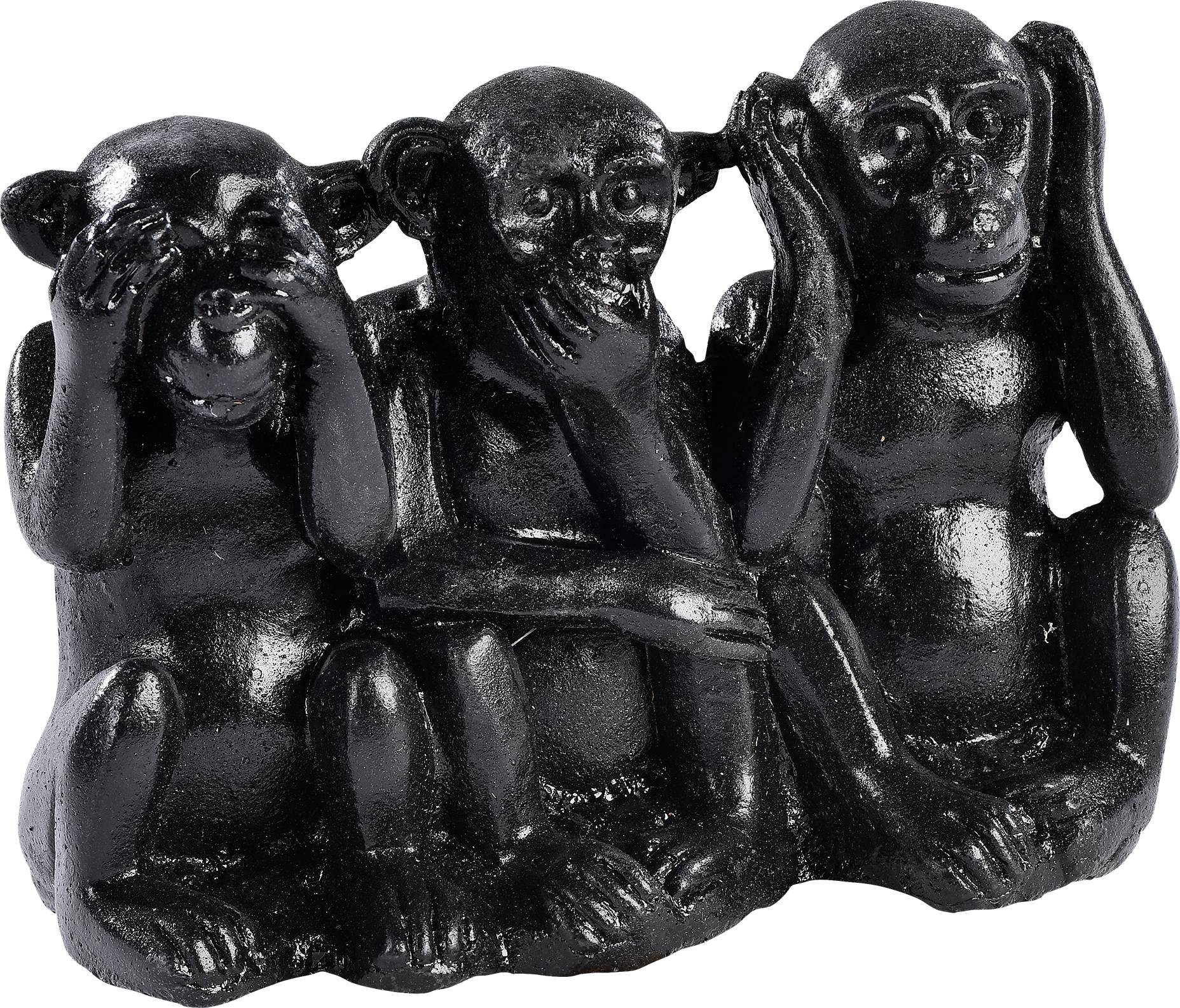 Mini statue trio de singes de sagesse noir l.6,5 x P.10 x H.14 cm