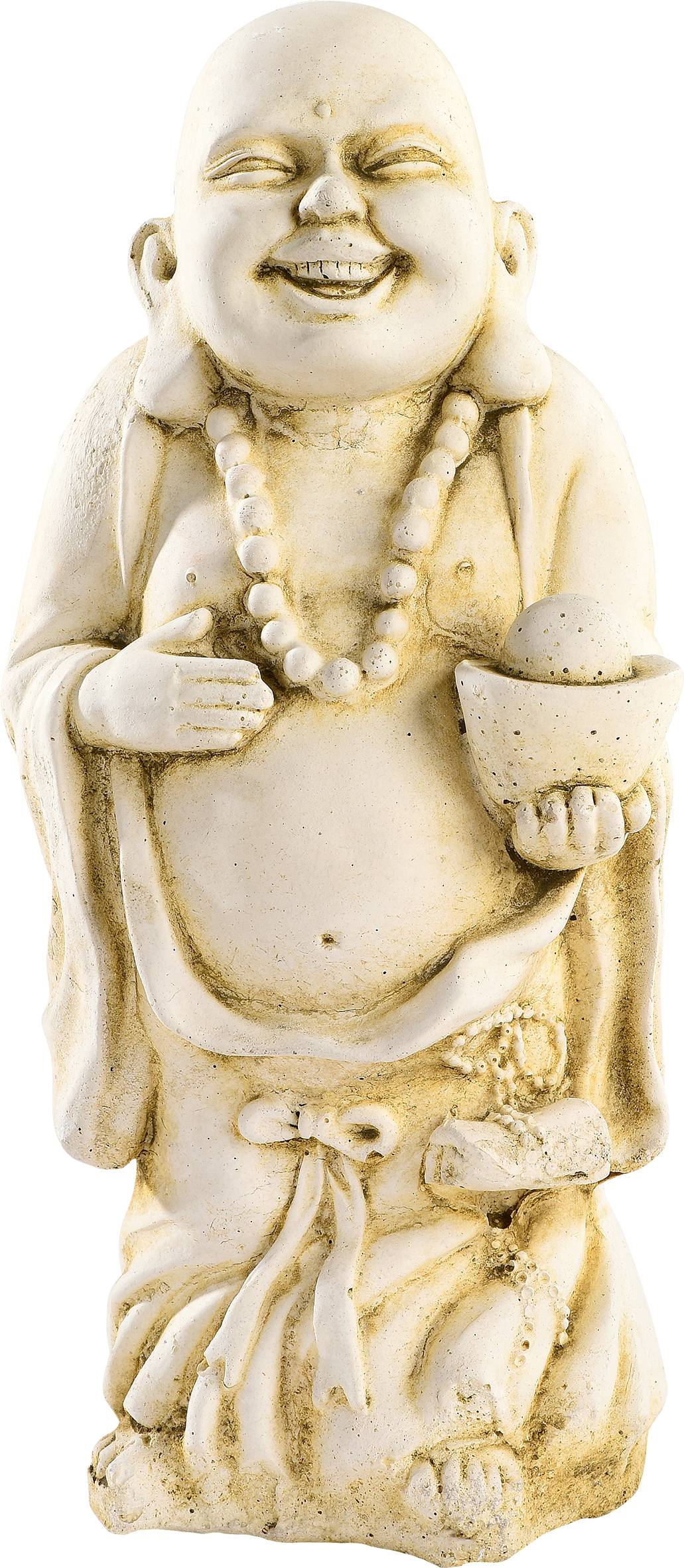 Statue Bouddha debout boule ton vieilli