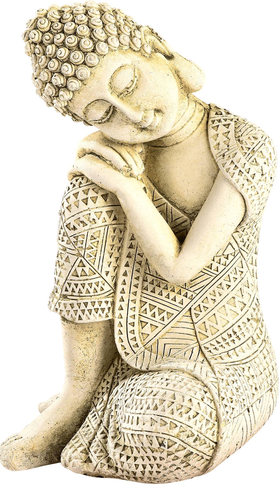 Statue mini Bouddha penseur hauteur 18 cm ton vieilli