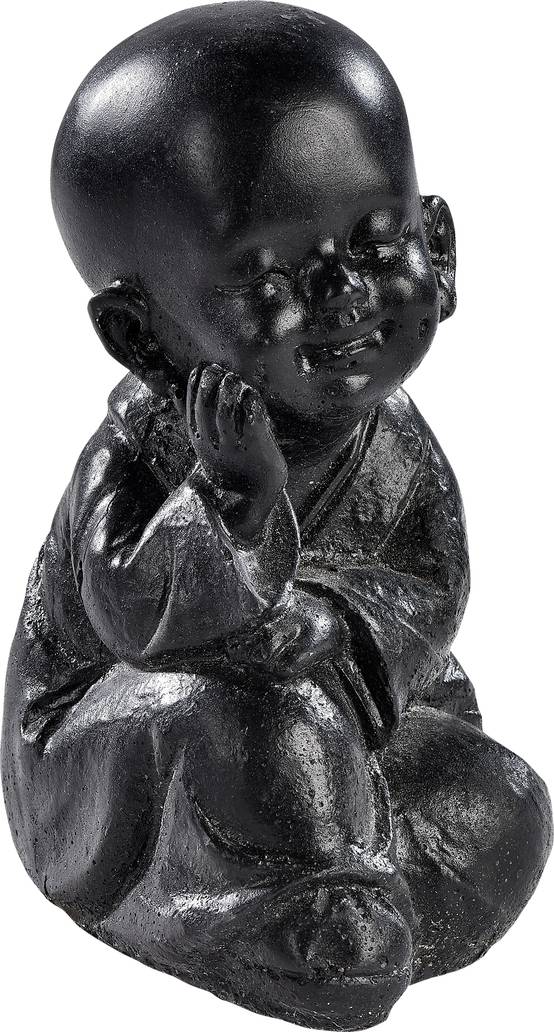 Mini statue moine penseur 1 main PM ciré noir l.9 x P.6 x H.13 cm