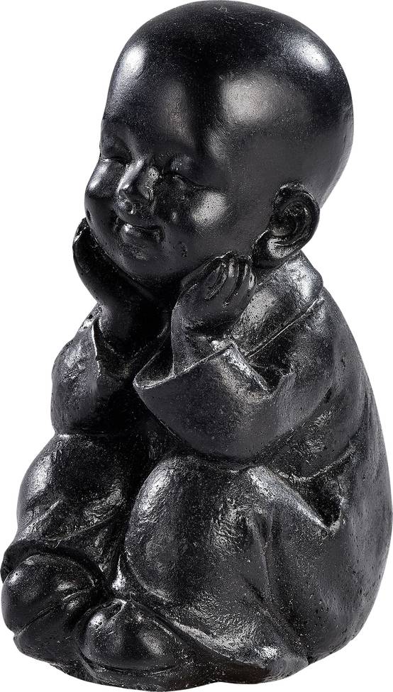 Mini statue moine penseur 2 mains PM noir l.9 x P.6 x H.13 cm