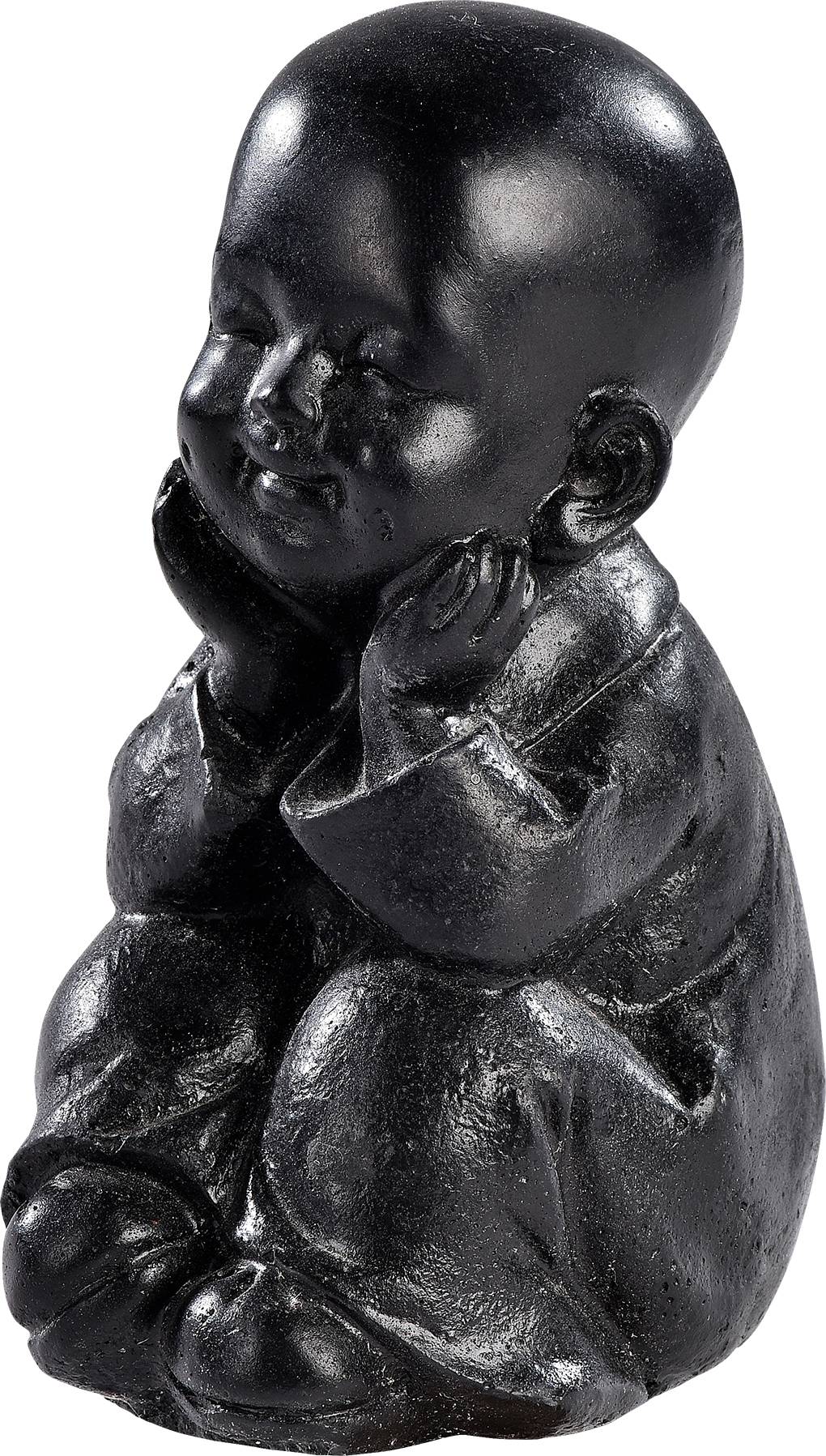 Mini statue moine penseur 2 mains PM noir l.9 x P.6 x H.13 cm