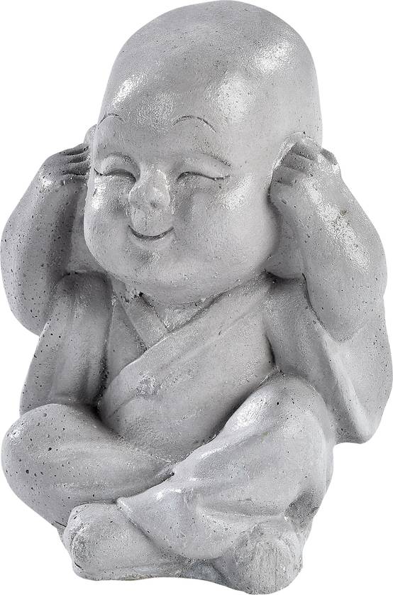 Mini statue Moine enfant rien entendu gris l.6 x P.10 x H.7