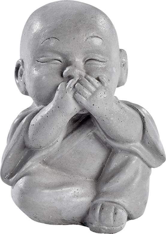 Mini statue Moine enfant je ne dis rien gris l.6 x P.10 x H.7 cm