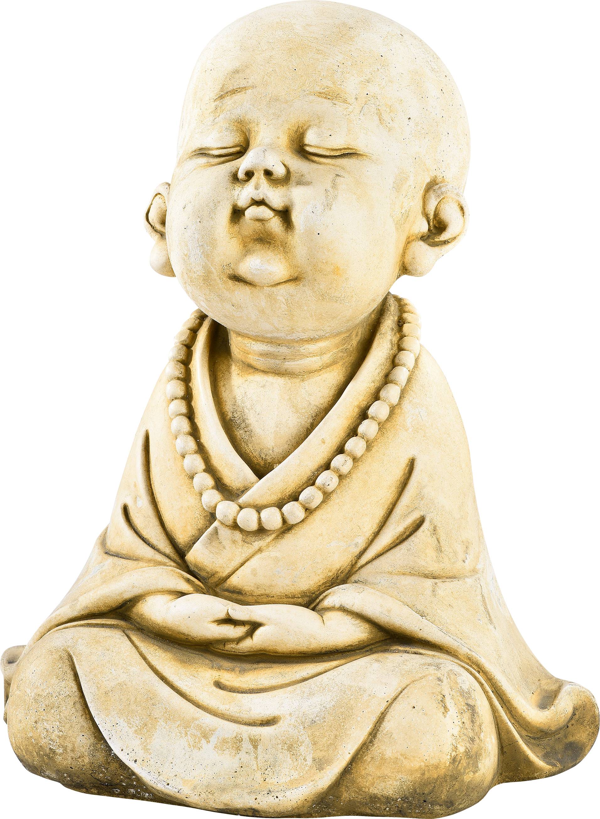 Statue Moine au collier assis hauteur 24,5 cm ton vieilli