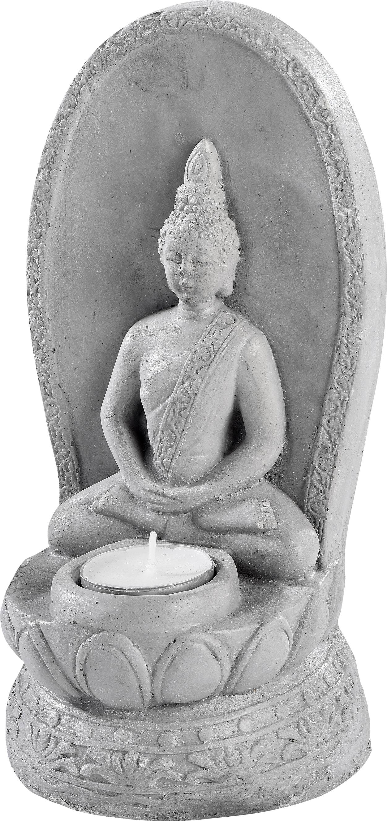 Photophore Shiva sur fleurs ciré gris l.9 x P.12 x H.23 cm