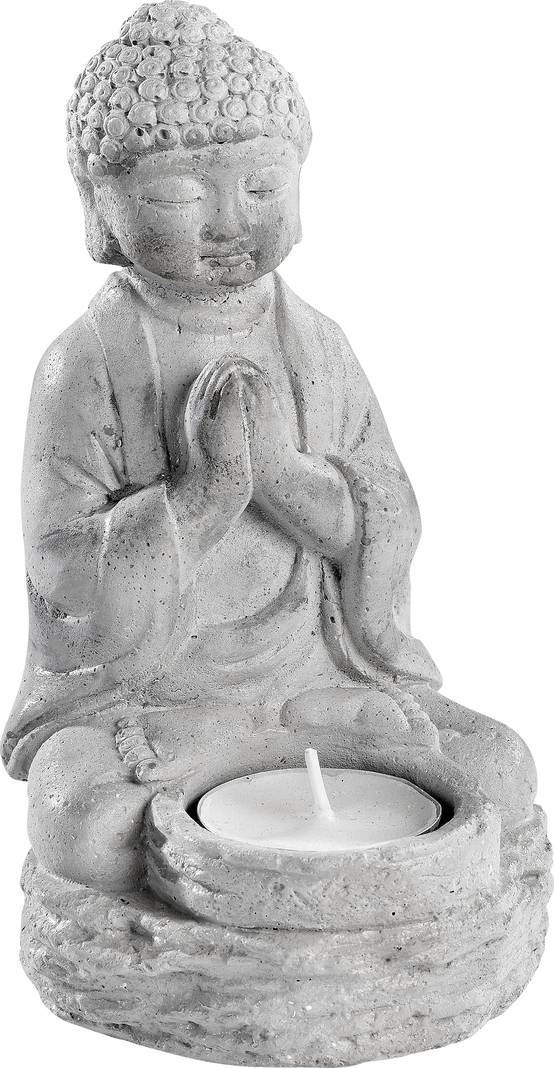Photophore Bouddha ciré gris l.10 x P.10 X H.16 cm