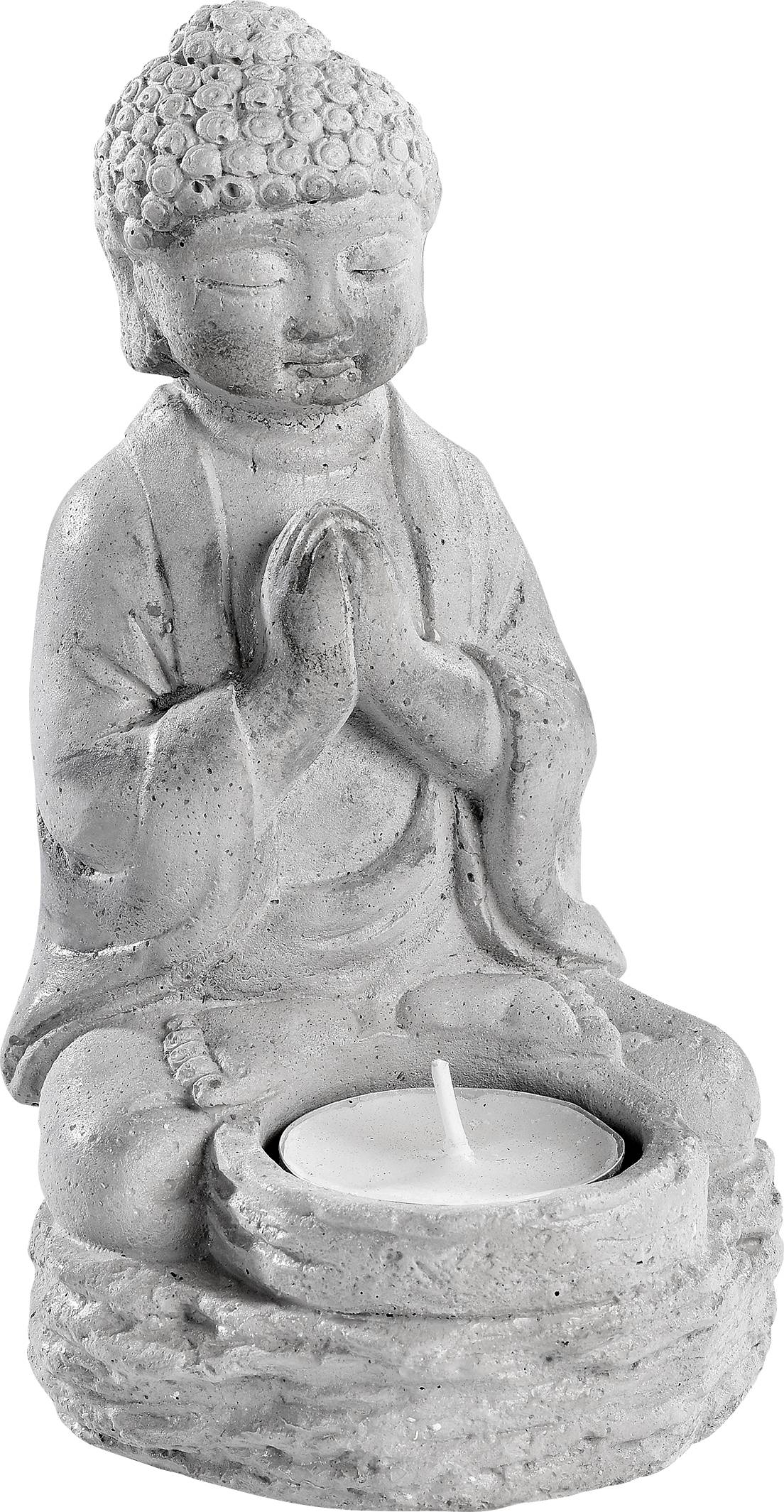 Photophore Bouddha ciré gris l.10 x P.10 X H.16 cm