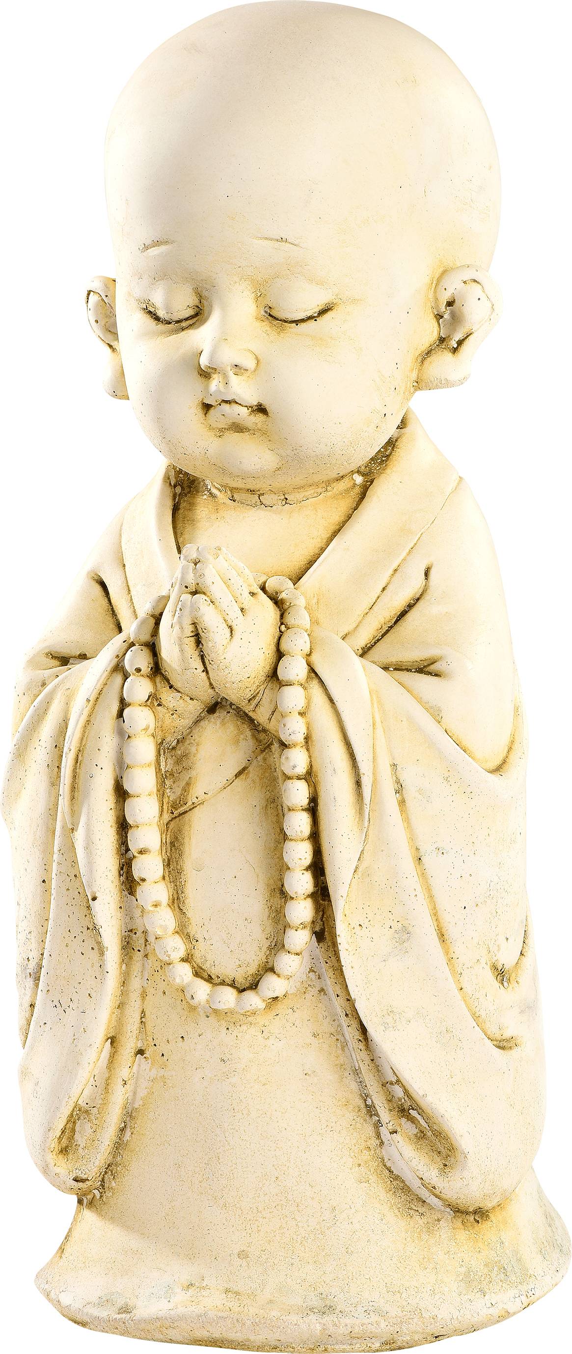 Statue Moine au collier debout hauteur 33 cm ton vieilli