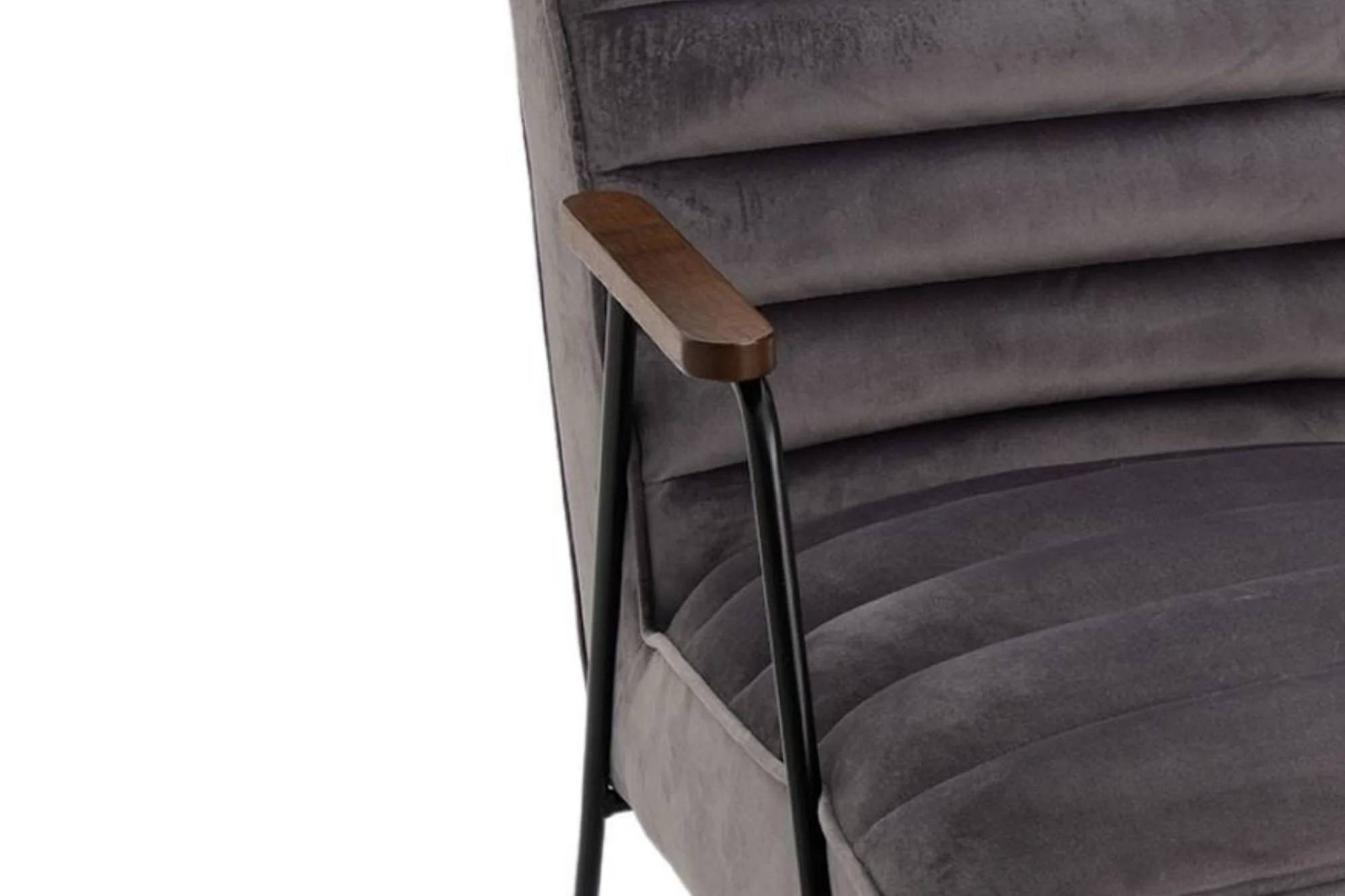 Fauteuil relax velours métal noir - LISBOA - Imagen 4