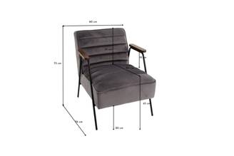 Fauteuil relax velours métal noir - LISBOA