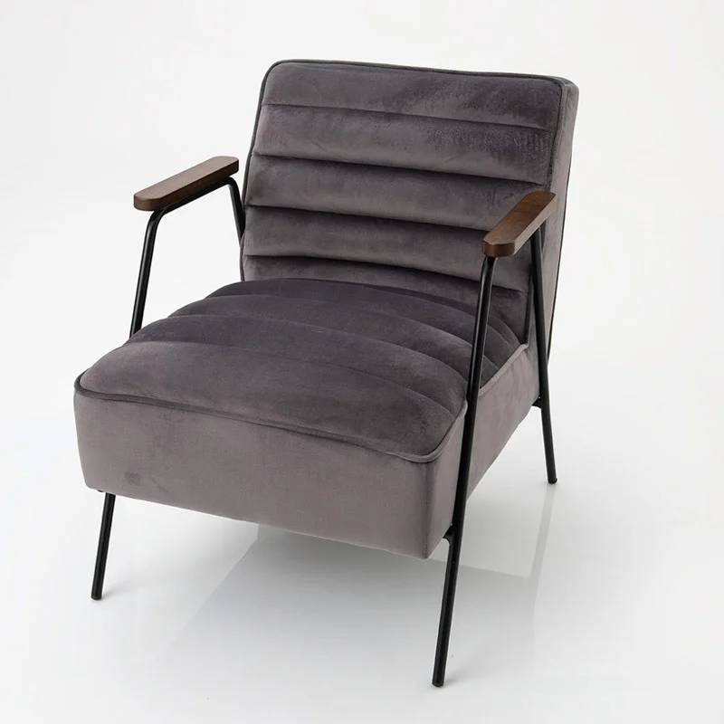 Fauteuil relax velours métal noir - LISBOA - Imagen 3