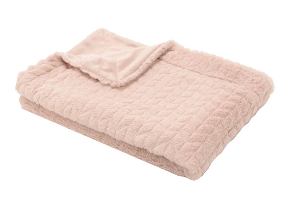 Plaid Chevron Polyester Vieux rose L 170 x l 130 cm - AMADEUS - Image 4