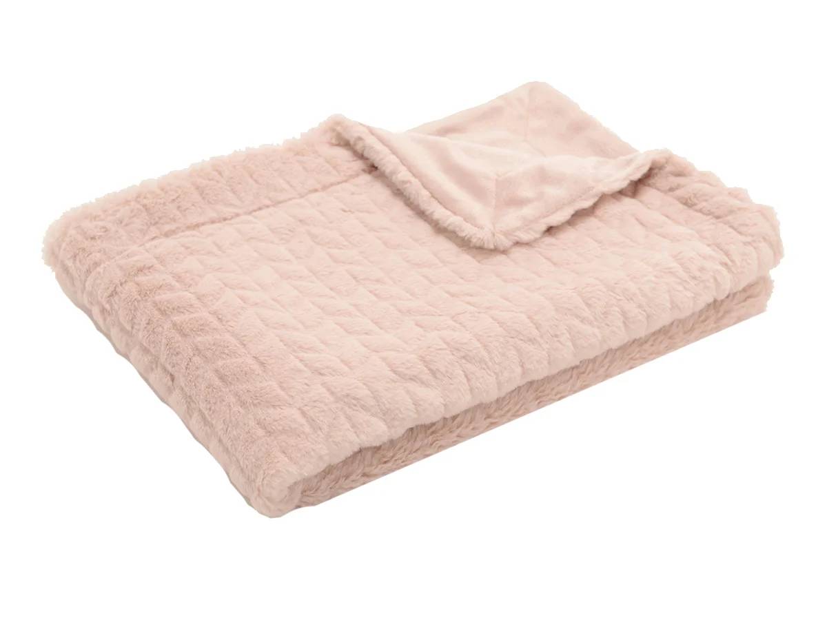 Plaid Chevron Polyester Vieux rose L 170 x l 130 cm - AMADEUS - Image 2