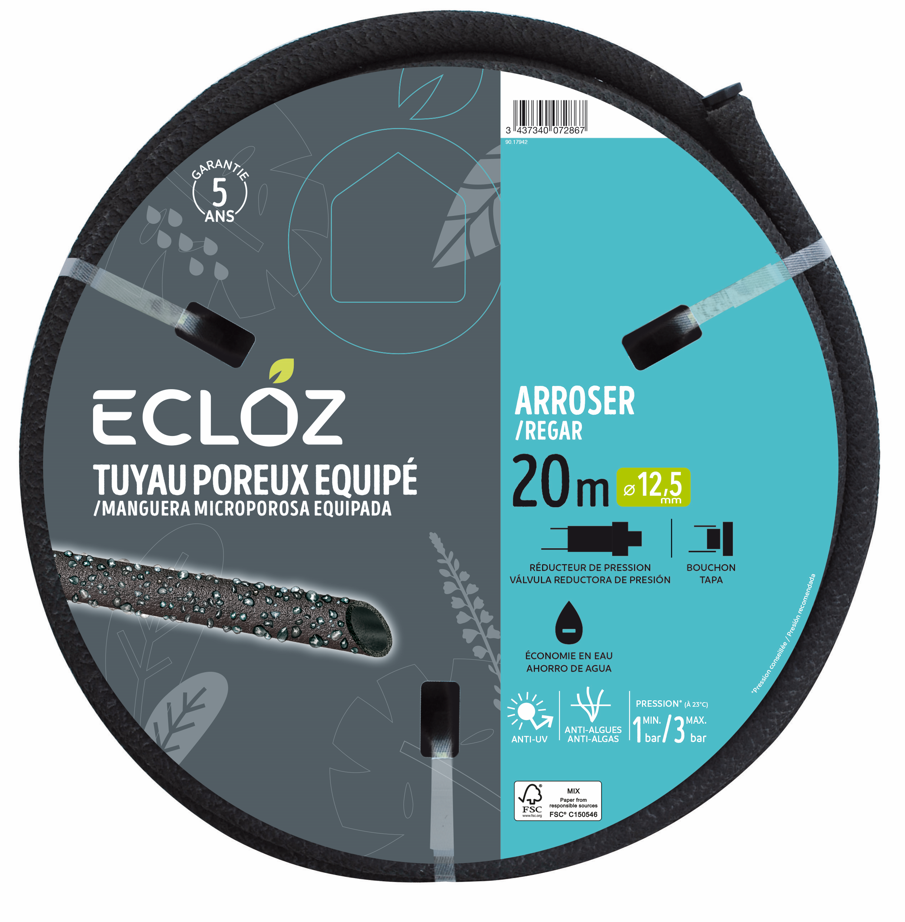 Ecloz - Tuyau poreux arrosage 12,5 mm x 20 m kit réducteur - ECLOZ - Imagen 1
