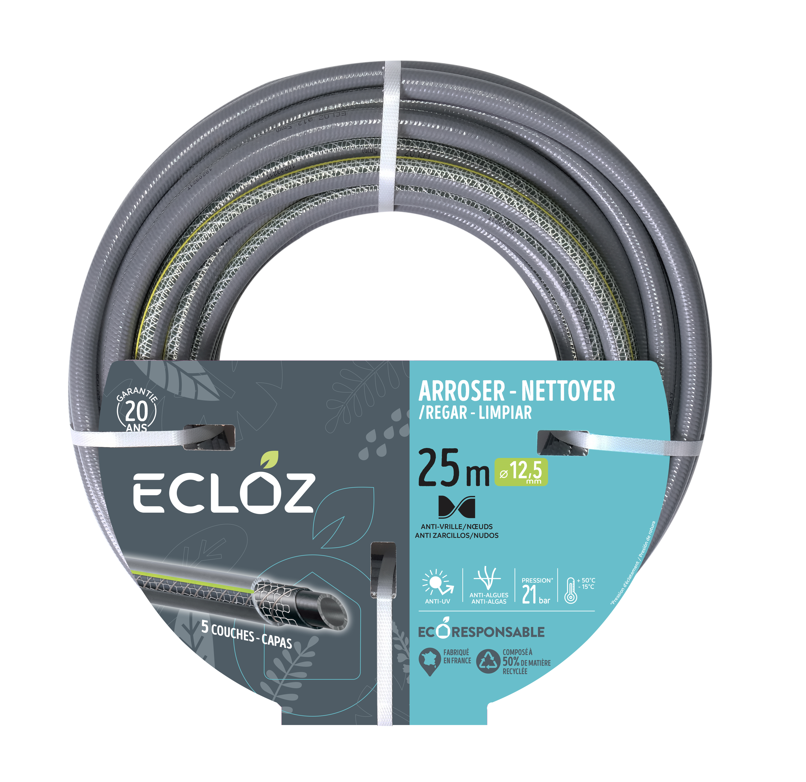 Ecloz - Tuyau d'arrosage 5 couches 12,5 mm x 25 m - ECLOZ