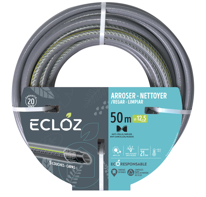 Ecloz - Tuyau Tricoté 5 Couches 12,5 mm x 50 m – ECLOZ - Imagen 1