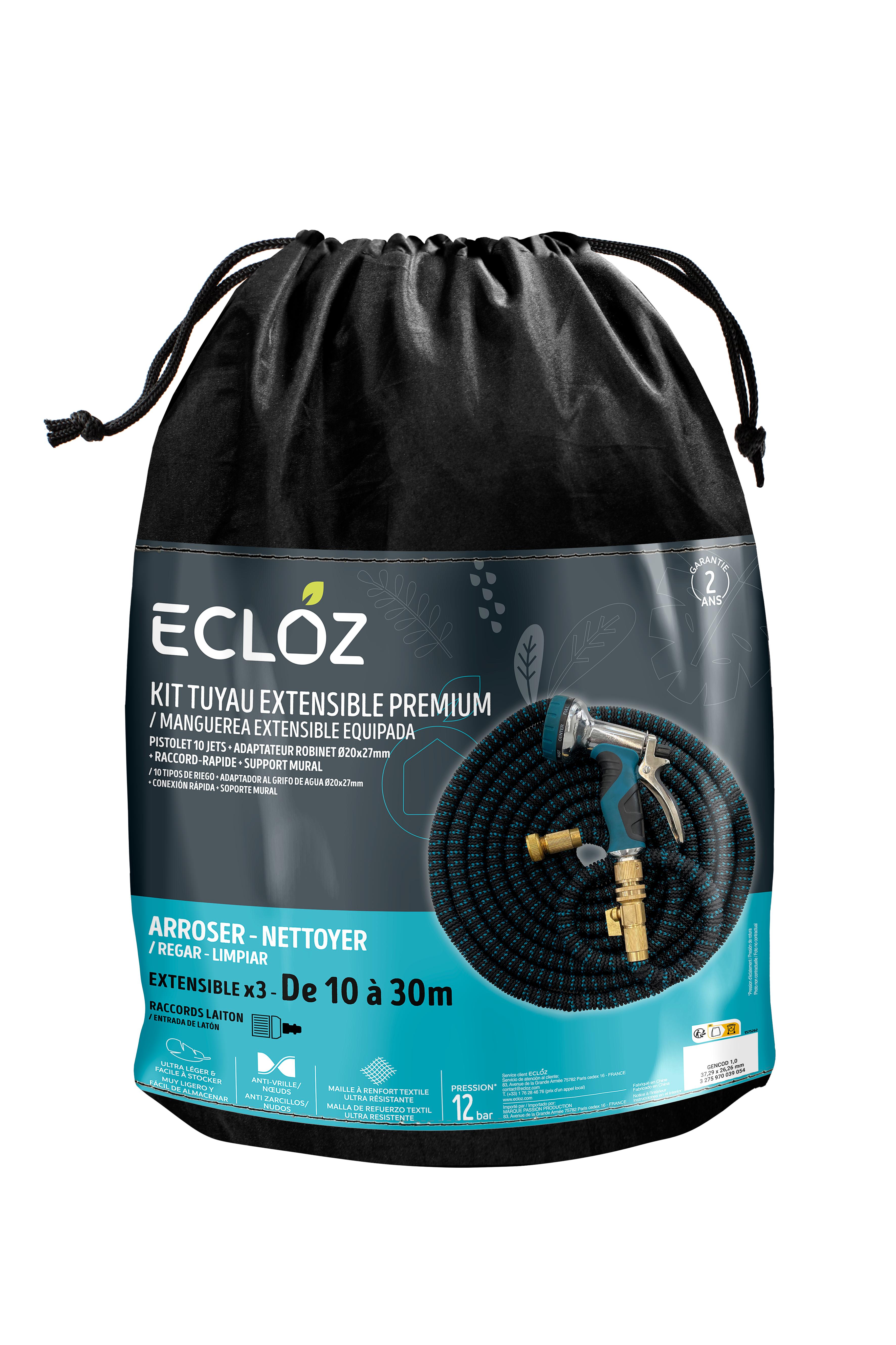 Ecloz - Tuyau d'arrosage extensible 30m - ECLOZ
