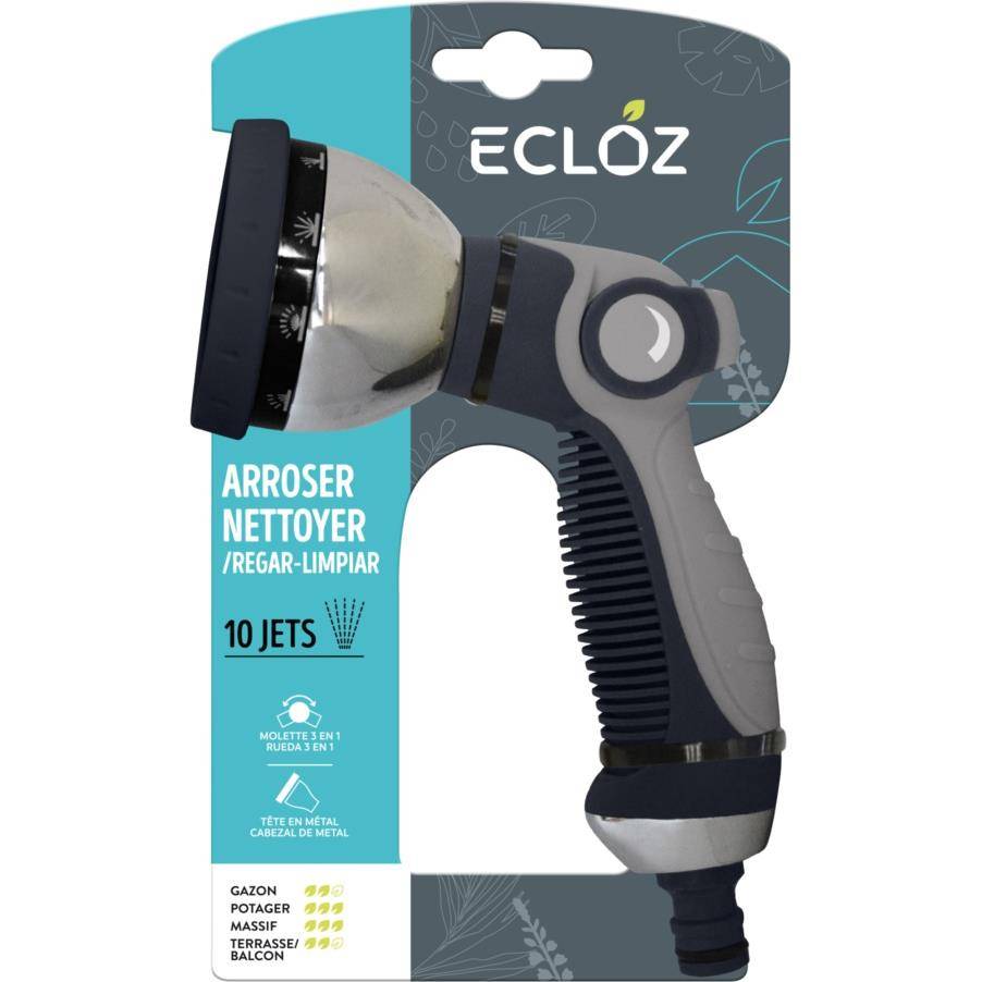 Ecloz - Pistolet d'arrosage multi-jets métal gainé ECLOZ - 10 jets - Imagen 3