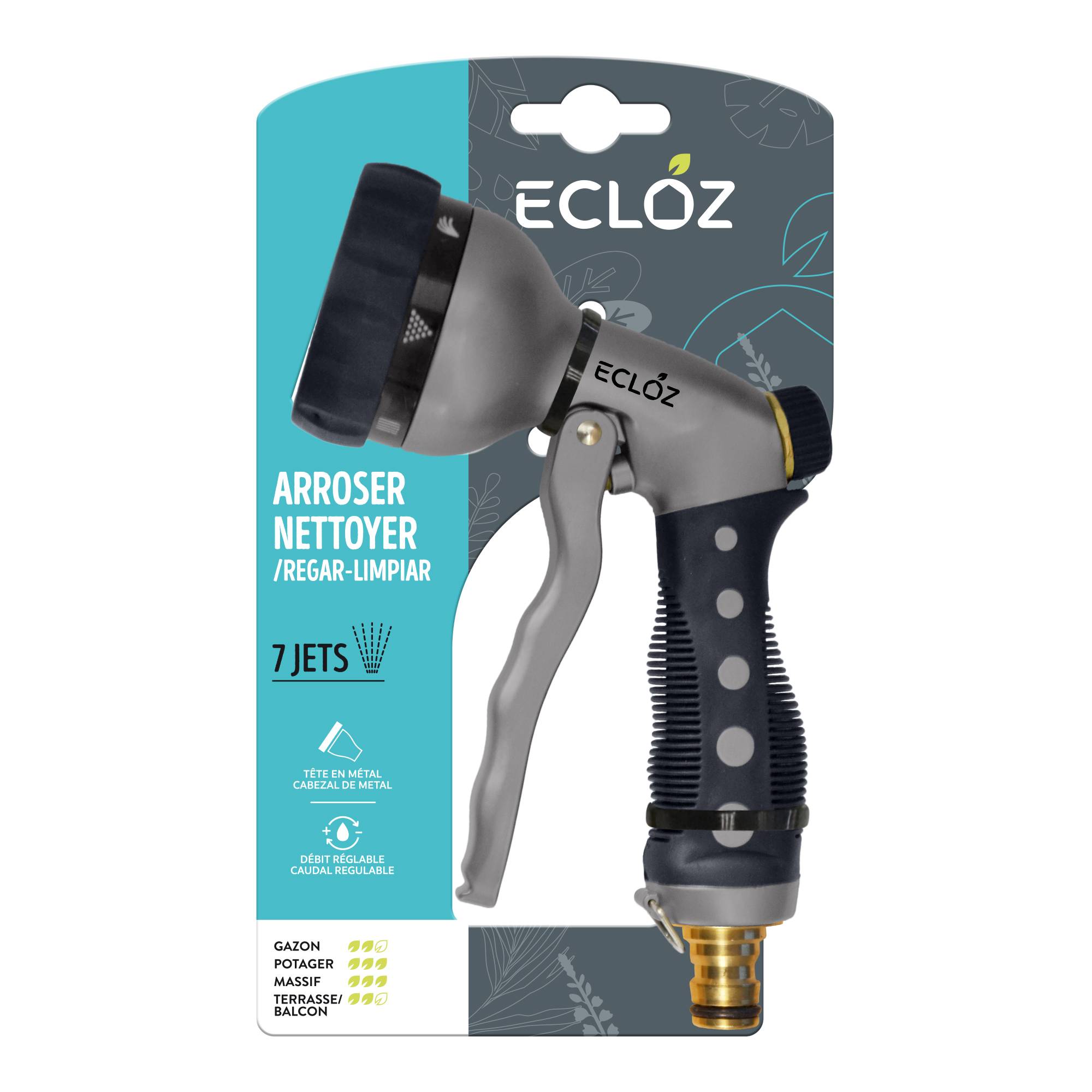 Ecloz - Pistolet d'arrosage multi-jets laiton ECLOZ - 7 jets - Imagen 1