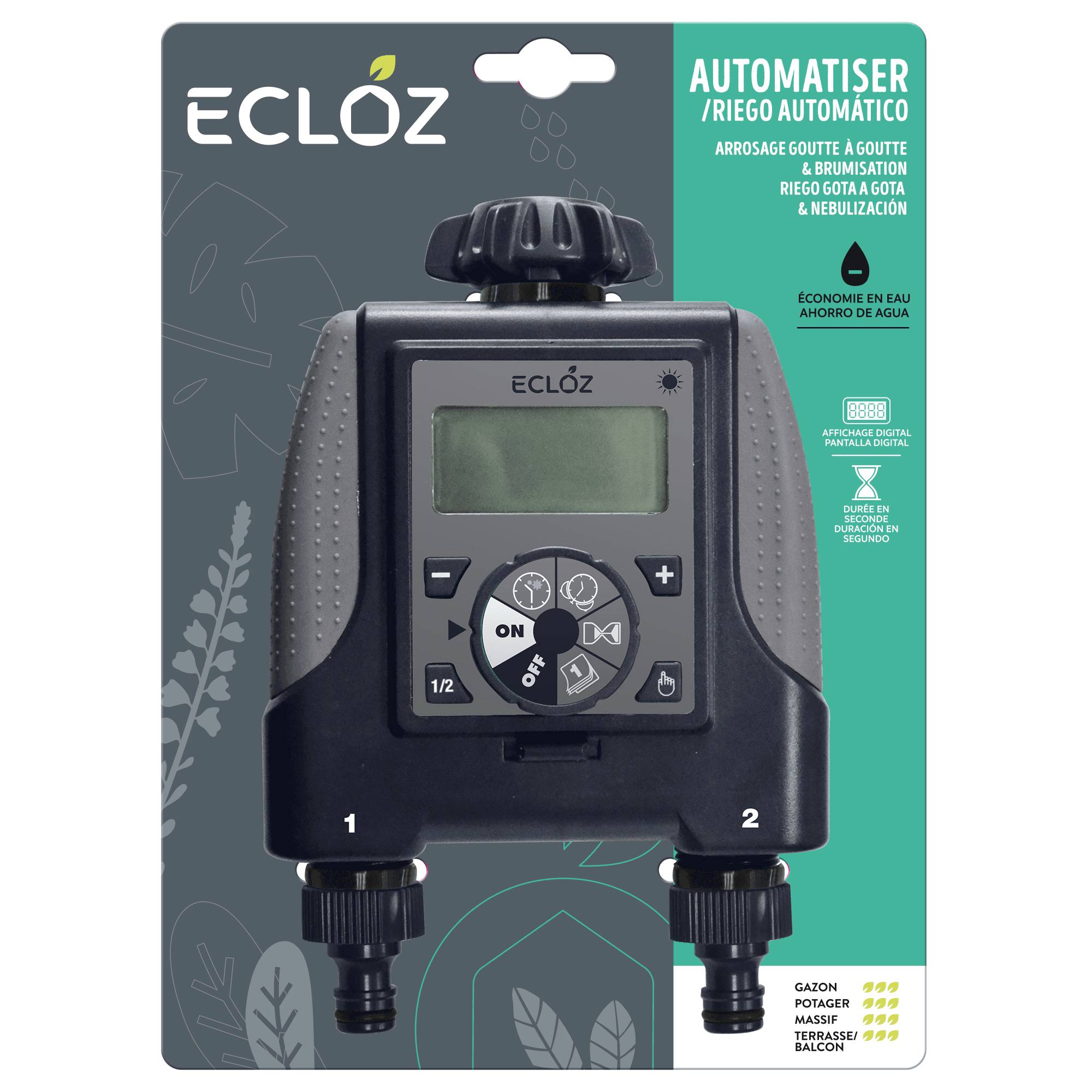 Ecloz - Ecloz - Programmateur d'arrosage digital 2 voies - Imagen 1