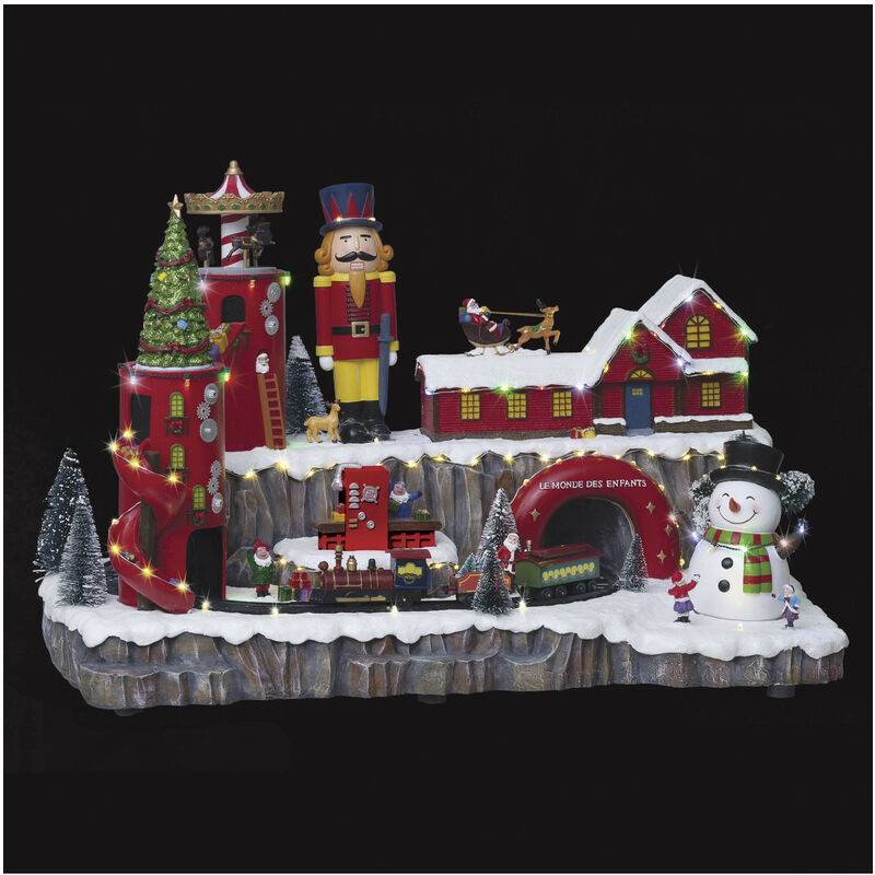 Village de noël animé lumineux et musical multicolore L 59 cm H 37 cm - Feeric Christmas