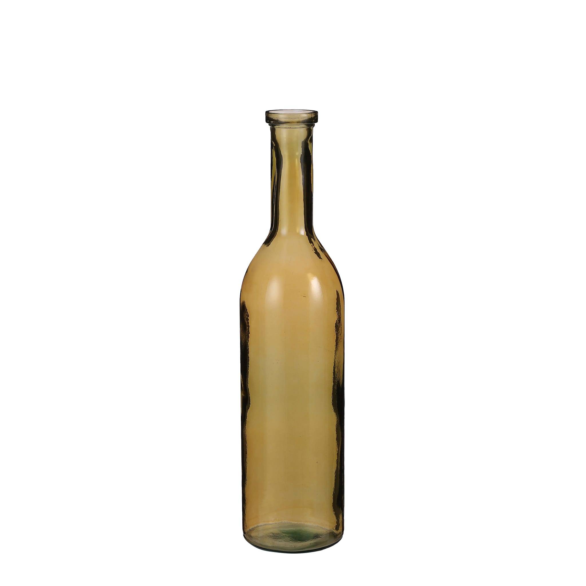 Vase Bouteille Verre Recyclé Ocre – MICA DECORATIONS - Imagen 1