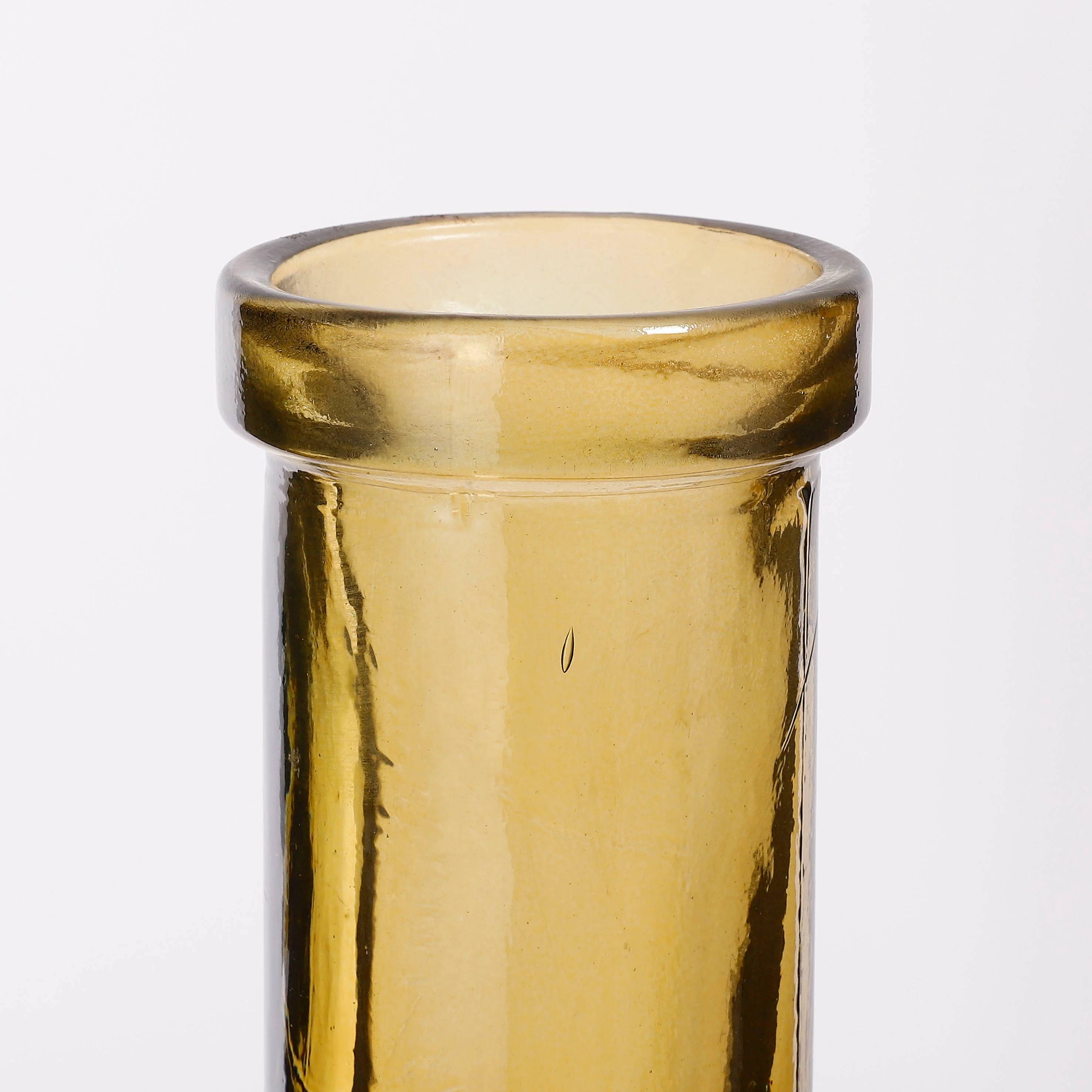 Vase Bouteille Verre Recyclé Ocre – MICA DECORATIONS - Imagen 2